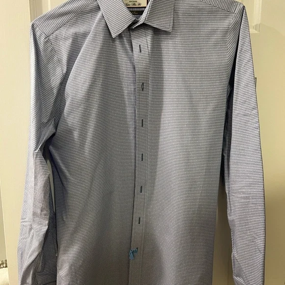 PINK brand men’s slim fit dress shirt (15-1/2 collar) blue/pink/white check - Picture 2 of 5